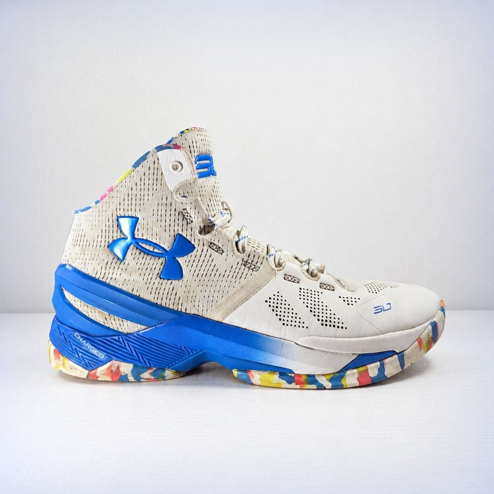 Under Armour Curry 2 Retro Splash Party Basketball Shoes Mens US 9.5 White Blue